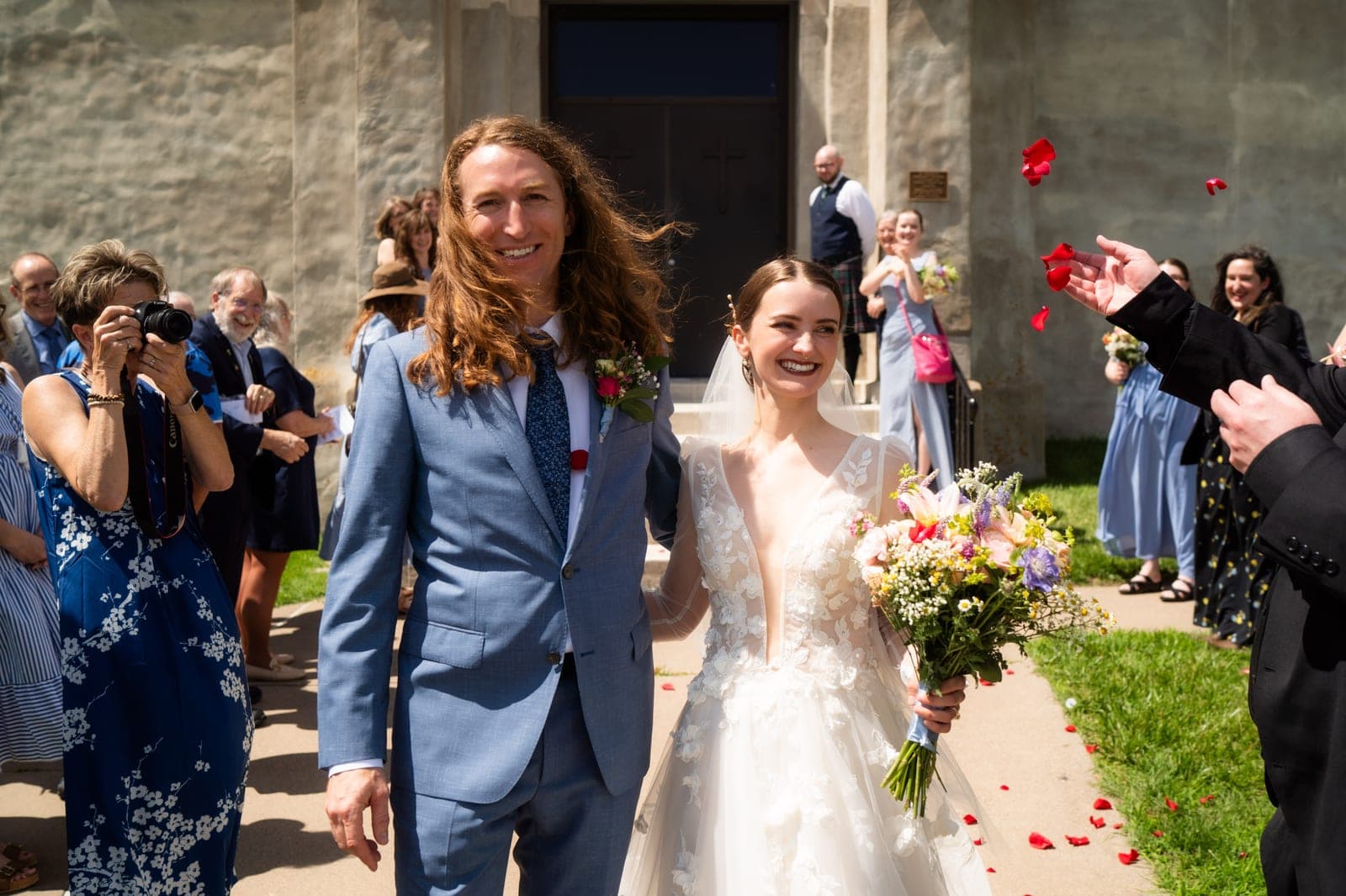 Petal toss recessional at the Gehlen House Inn, St. Donatus, Iowa